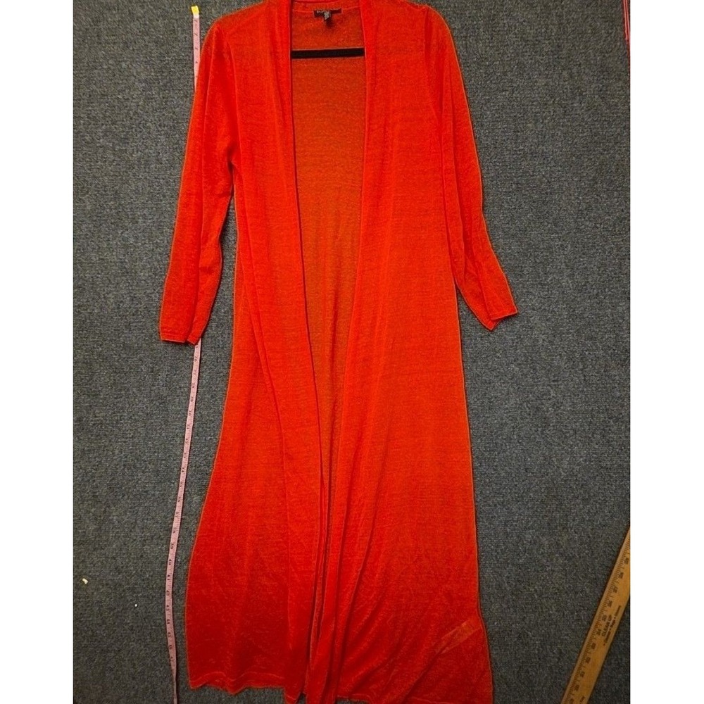 Eileen Fisher Cardigan Sweater Womens Petite PM Orange Open Knit Longline Duster